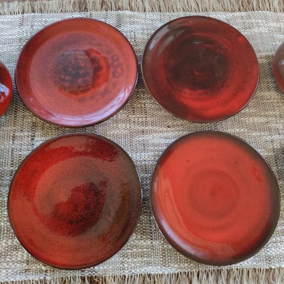 La Turbie France Bowls Plates Set of 8, VTG Studio Art Pottery Terracotta signed - Picture 9 of 14